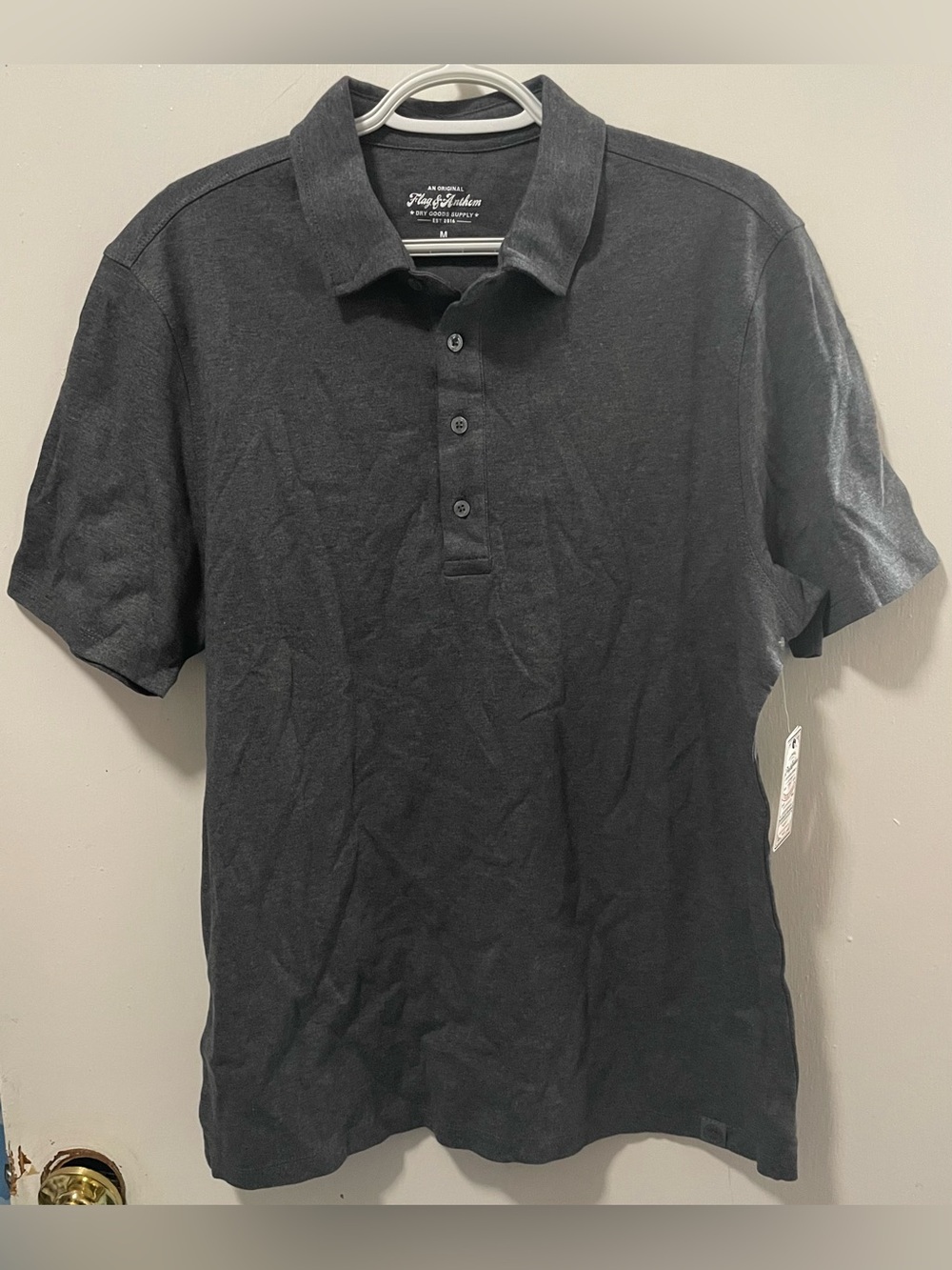 Flag & Anthem Men’s Casual Charcoal Short Sleeve Polo Shirt 100% Cotton Medium M